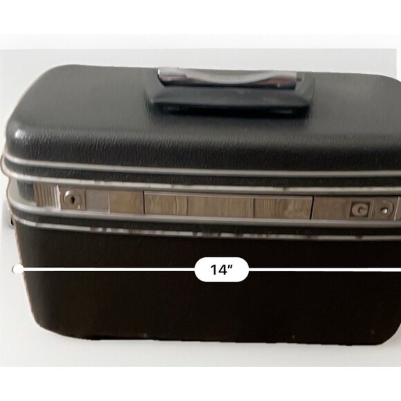 Vintage SAMSONITE Silhouette Vanity Beauty Train Case Dark GRAY 1960's - Picture 11 of 13
